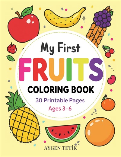 Kids Fruit Coloring Book | Easy Preschool Learning Activity (30 Pages) for Kids Ages 3-6 - Etsy