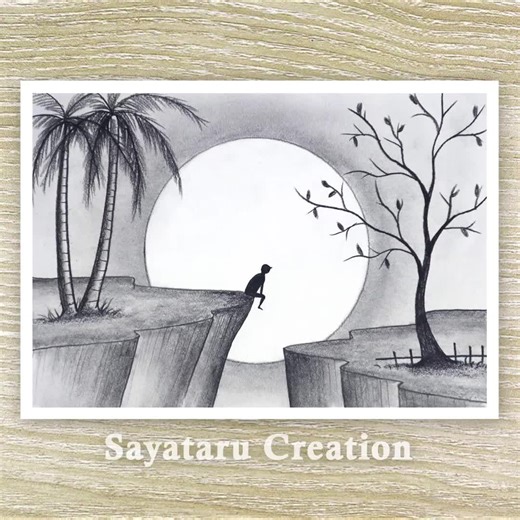 Moonlight Pencil Drawing Tutorial