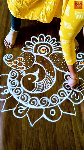 Margazhi 17 #New Year Special Best Peacock With Flower Rangoli #margazhirangolikolam #festivalart