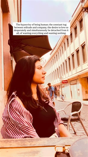 Heena Singhal | Author & Visual Artist on Instagram: "The human contradiction: craving love, choosing distance. Wanting everything, wanting nothing. human nature, contradiction, duality, solitude, companionship, love, detachment, longing, emptiness, fullness, desire, restraint, vulnerability, independence, emotional conflict, inner world, self reflection, introspection, quiet thoughts, complexity, paradox, tension, balance, imbalance, yearning, withdrawal, closeness, distance, intimacy, isolatio