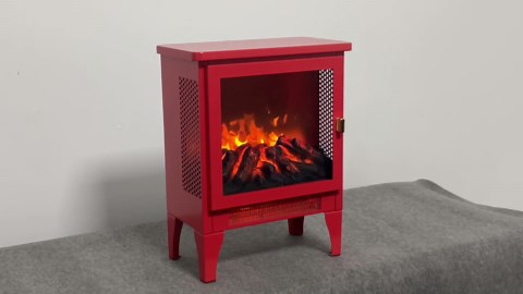 17 inch Freestanding Electric Fireplace Stove heater with 3D Flame effect,Classic Red