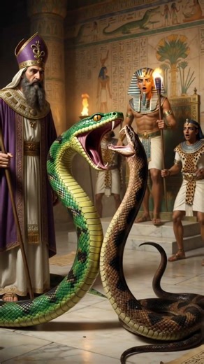 Aaron snake swallowed pharaoh’s snake #god #godofisrael #biblestories #godisgreat #mosesandpharaoh