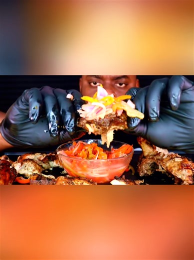 Delicious ASMR Chicken with Pickles Eating Experience