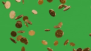 Download Falling Dollar coin money, green screen slow animation seamless loop for free