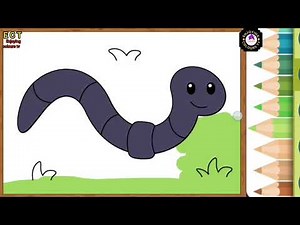 Easy Worm Drawing and Coloring | Cute Worm for Kids | Step by Step Coloring Video
