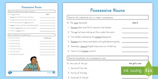 Possessive Nouns Worksheet for 3rd-5th Grade
