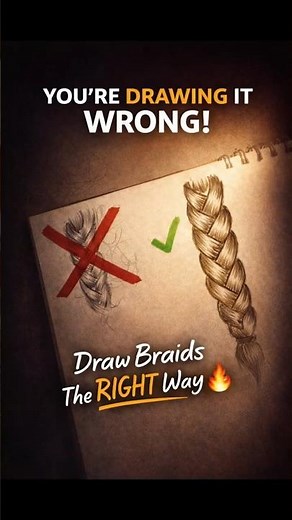 You’re Drawing Braids WRONG! 😱 Learn the Right Way in 60 Seconds | Hair Drawing Tutorial#art