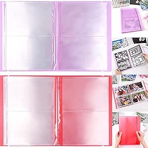 2 Pack Large Sticker Photo Storage Album, Stamp & Cutting Dies Storage Book Organizer Folder for Cards Storage DIY Scrapbooking Card Making Supplies 20 Pages 80 Pockets / Pack ( Clear + Purple)
