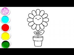 How to draw cute flower pot drawing for beginners artist !!