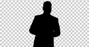 Silhouette Man in suit walking, Alpha Channel
