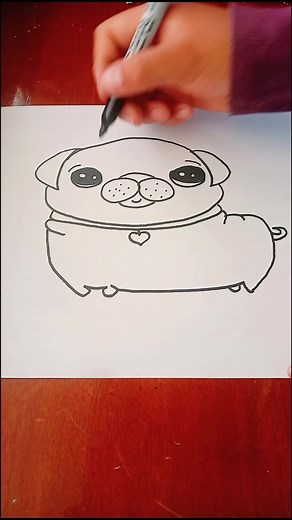 Cómo dibujar un perro pug Kawaii