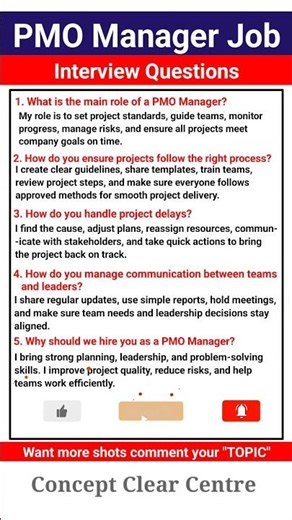 PMO Manager Job Interview Questions and Answers to Ace your Dream Job