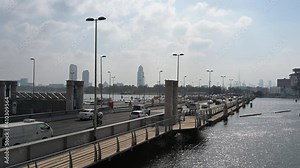 4k Footage: Traffic on Dubai's Floating Bridge, United Arab Emirates