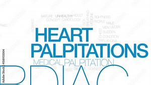 Heart palpitations animated word cloud, text design animation. Kinetic typography.