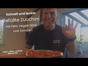 Gefüllte Zucchini mit Feta, Veggie Hack und Tomaten