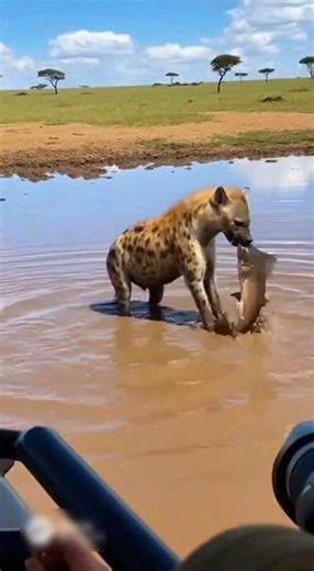 Hyena Tries to Catch Fish in the Wild 🐾🎣 | Wild Survival Moment #Hyena #Wildlife #Nature
