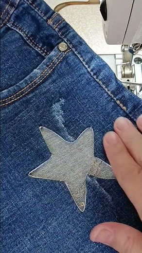 Star Stitch on Denim — Easy Jeans Embroidery✨👖#short #Upcycle #Patchwork