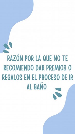 El aprender a controlar esfínteres e ir al baño es una etapa muy importante y significativa para los niños 🧠 Aquí te dejo el motivo por el que NO te recomiendo dar premios o regalos a tus hijos como motivación para lograrlo 🎁 ♦️Comienza a haber una asociación del baño con el premio o regalo ♦️Intentan solo por la recompensa, no por lo que es el proceso en sí (la necesidad fisiológica) ♦️Se acostumbran a esta clase de estímulos físicos, cuando ir al baño es una necesidad propia y deben reconoce