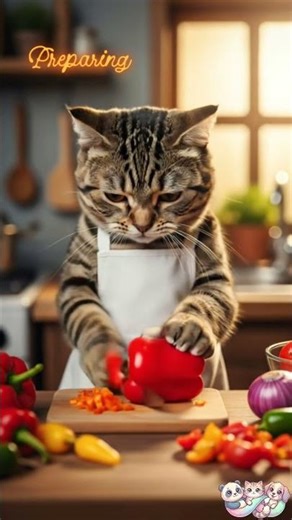 MasterChef Cat Cutting Veggies 🐱🥕 | Too Cute to Miss