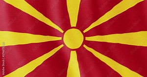 Macedonian flag seamless loop animation. 4k animation background with the flag of North Macedonia. 4k resolution animated backdrop.