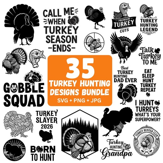 Turkey Hunting SVG Bundle | 35 Turkey Designs for Shirts (digital Download) - Etsy