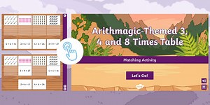 Arithmagic-Themed 3, 4 and 8 Times Table Interactive Array Matching Activity