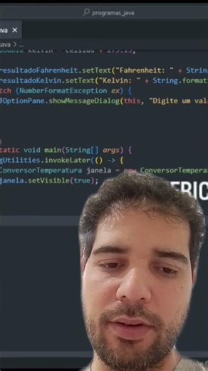Explicação do programa em Java em formato de interface gráfica conversão de temperatura