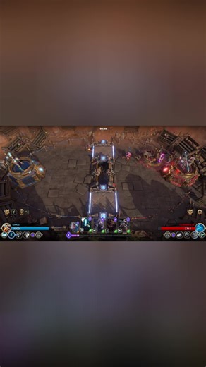 Intense game arena battle! Units deployed, abilities unleashed, objectives captured. Damage and level-ups galore! #GameArena #UnitDeployment #AbilityUsage #ObjectiveCapture #LevelUp