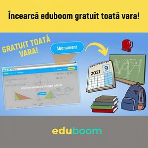 Ultima șansă de a folosi eduboom.ro gratuit, până la finalul verii! 🤩 ✔️peste 30 000 de utilizatori înregistrați pe site ✔️peste 1900 de lecții video și teste accesate de peste 150 000 de ori. Începând cu noul an școlar, pe site vor exista atât abonamente, cât și sute de lecții video și teste noi pentru și mai multe materii!⏩Înregistrează-te acum ca să te convingi și tu cât de ușor e să înveți cu eduboom! | eduboom.ro