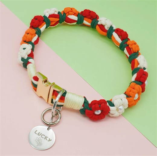 Personalized Dog Collar With Engraved Tag – Petal-shaped Design, Custom Length & Color, Durable, and Stylish Pet Accessory - Etsy