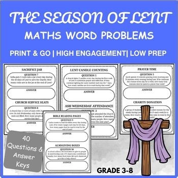 Lent & Easter Math Activities | 40 Story Problems | Grades 3–8