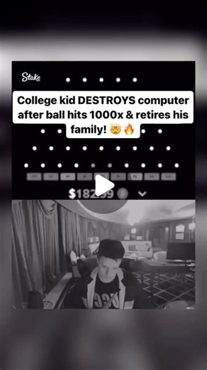 Clipztvv on Instagram: "College kid DESTROYS computer after ball hits 1000x & retires his family! 勞#stake #slots #casino #blackjack #fyp #viral #best #streamer #like #follow #777 #cryptocasino #reels #explorepage #discover #hustlerclub #hustlegod #hustle247 #successclub #successsecrets #successprinciples #successfulquotes #motivateme #motivationeveryday #motivationnation #motivationmindset #motivationalspeech getrichordietryin #getrichordietrying #plinko"