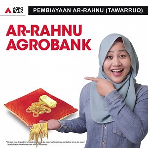 Gadai emas anda di Agrobank sekarang sambil menikmati margin pembiayaan sehingga 80% daripada nilai semasa barang kemas emas (tertakluk kepada terma dan syarat). Anda juga berpeluang mendapatkan perlindungan takaful tanpa bayaran bernilai sehingga RM10,000 dengan Pembiayaan Ar-Rahnu Agrobank (jumlah minimum pembiayaan RM2,000 sepanjang tempoh kempen berlangsung) Kempen akhir tahun ini berlangsung sehingga 31 Disember 2021. Mohon segera di https://www.agrobank.com.my/my/home/online-application/ a