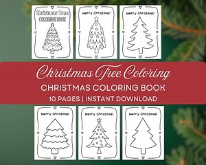Christmas Tree Coloring Book | Holiday Coloring Pages | Printable Christmas Craft Activity - Etsy