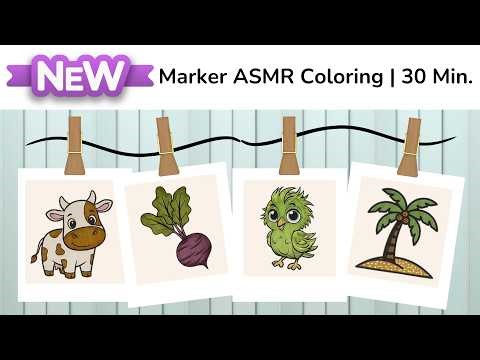 Relaxing Marker Coloring ASMR | Real Time Coloring Sounds | 30 Minutes