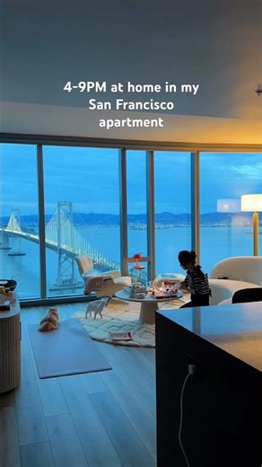 Blue hour at home with my cat #slowliving #aesthetic #baybridge #bluecircle #apartment #sunset