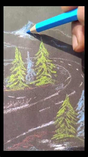 beautiful scenery land scap drawing #❤️✨so amazing....#pencil colour sketch draw 🙏pls subscribe me 🥺