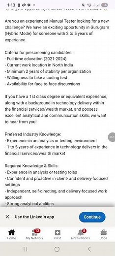 Manual tester gurugram 2 5 years experince