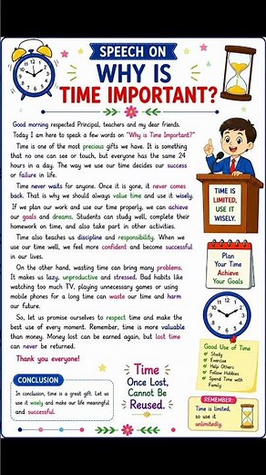 Why is Time Important? | Short Speech in English | Easy Speech