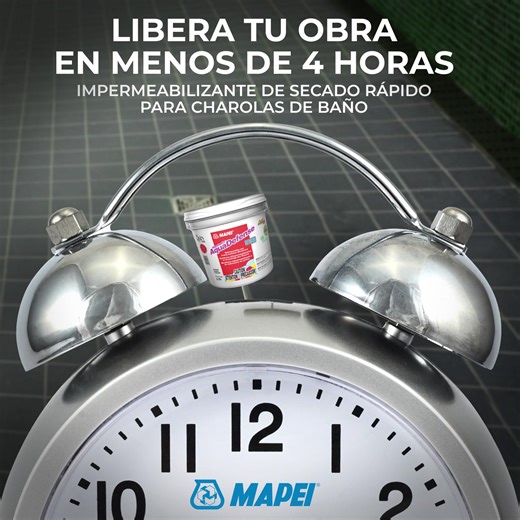 Mapelastic AquaDefense seca en tan solo 4 horas y está listo para recibir recubrimiento. Ideal para proyectos que no pueden esperar. ✅ Aplicación rápida ✅ Alta elasticidad ✅ Protección inmediata 🔵 Con MAPEI, el tiempo está de tu lado. | MAPEI México