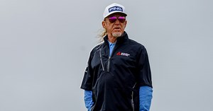 Miguel Ángel Jiménez drains a birdie putt at The Senior Open