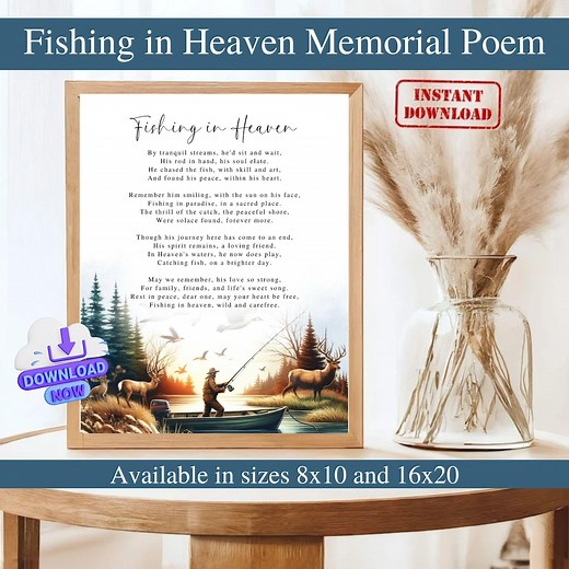 Fishing in Heaven Poem Sign Ready to Print, Celebration of Life Poem Fisherman Hunter, Memorial Table Poem, Remembrance Poem, Funeral Poem - Etsy