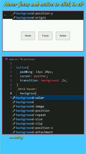 Hover focus and active to click in clr | Html Css | #coding #design #programming #html #css
