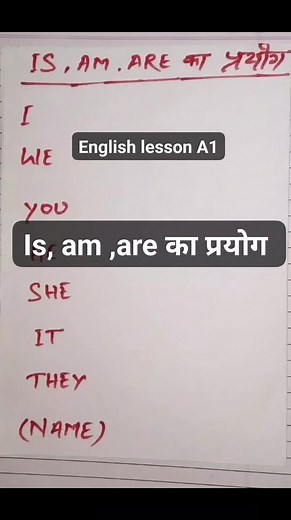8.7K views · 37 reactions | Is , am , are का प्रयोग - English lesson A1 Subscribe  https://youtube.com/shorts/xYPKO71hMNU?feature=share #learning #education #learn #school #motivation #english #love #study #teaching #kids #students #teacher #knowledge #student #creatorformeta #reelsfb #reelsviral #education #math #knowledge #maths #mathematics #learn #study #student | Mahesh Kumar | Facebook
