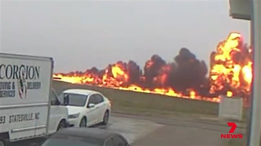A former champion NASCAR driver and his family have been killed in a fiery plane crash in the United States. Their private jet exploding as it slid down a runway at a regional airport in North Carolina. | 7NEWS Melbourne