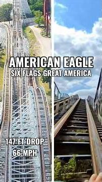 American Eagle at Six Flags Great America - Dual Racing POV - Classic Wooden Roller Coaster