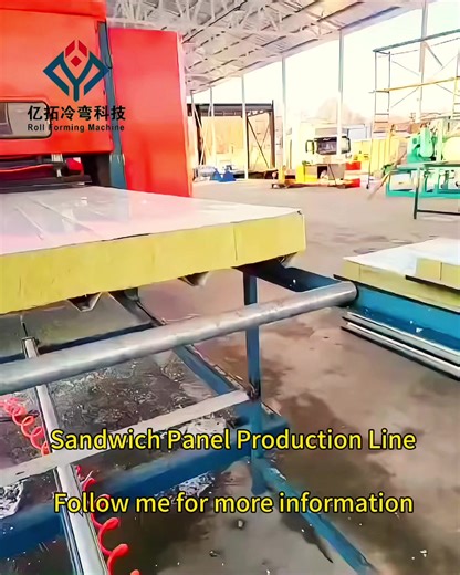 High Efficiency | Fully Automatic | Stable Performance Our Sandwich Panel Production Line is designed to manufacture high-quality insulated panels for industrial buildings, warehouses, cold storage rooms, workshops, and prefab houses. Suitable for: PU (Polyurethane) Sandwich Panels EPS Sandwich Panels Rock Wool Sandwich Panels 🔹 Production Process Steel Coil Feeding → Roll Forming (Top & Bottom Sheet) → Heating / Foaming or Core Feeding → Double Belt Laminating & Pressing → Automatic Length Cut