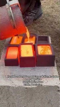 Large Copper Pour, Copper Bar and Round Casting #copperbars #copper #casting #homemade