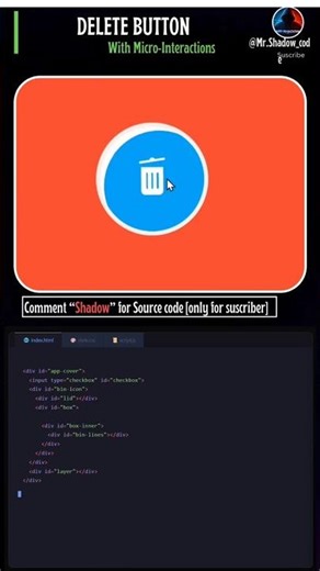 Delete button with micro interactive #coding #webdesign #uidesignlearning ‪@Mr.Shadow_code‬