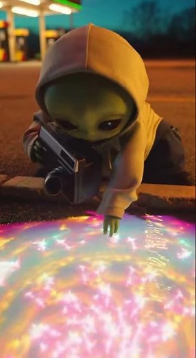 Baby Alien shows his viewers a mysterious puddle